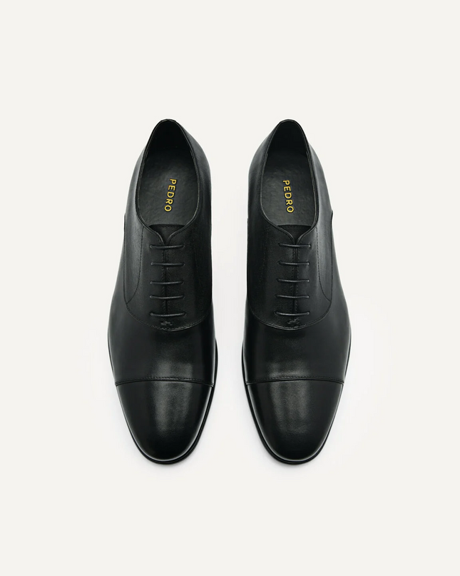 Altitude Lightweight Leather Oxford Shoes - Black