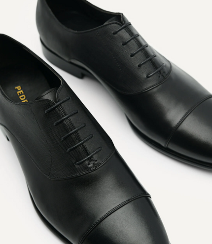 Altitude Lightweight Leather Oxford Shoes - Black
