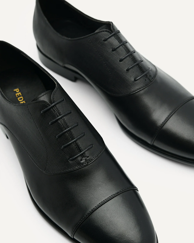 Altitude Lightweight Leather Oxford Shoes - Black