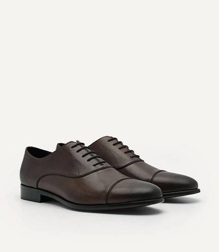 Altitude Lightweight Leather Oxford Shoes - Dark Brown