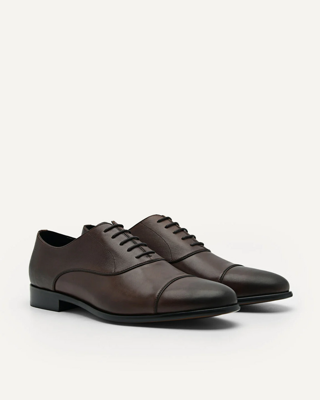 Altitude Lightweight Leather Oxford Shoes - Dark Brown