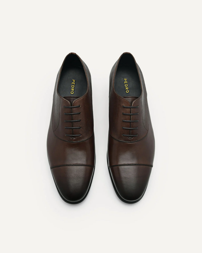 Altitude Lightweight Leather Oxford Shoes - Dark Brown