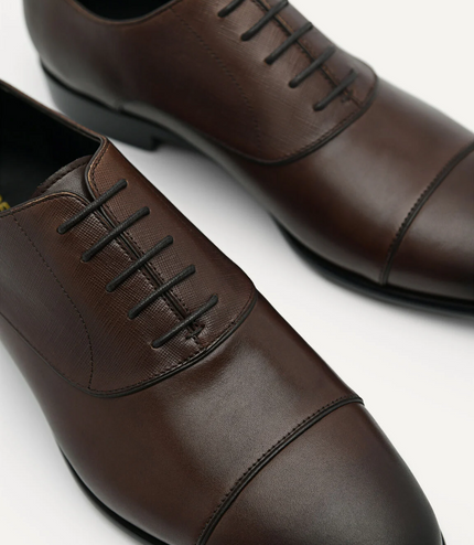 Altitude Lightweight Leather Oxford Shoes - Dark Brown