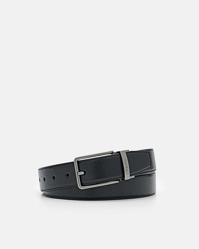 Embossed Leather Reversible Pin Belt