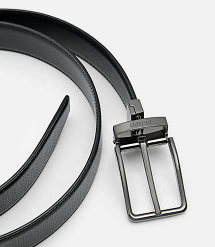 Embossed Leather Reversible Pin Belt