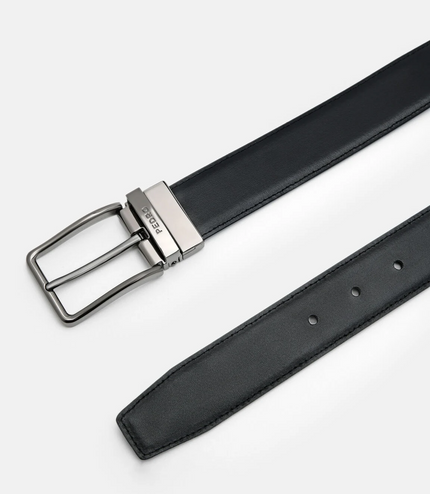 Embossed Leather Reversible Pin Belt