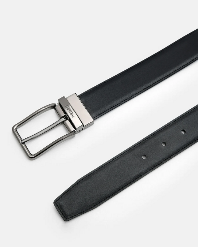 Embossed Leather Reversible Pin Belt