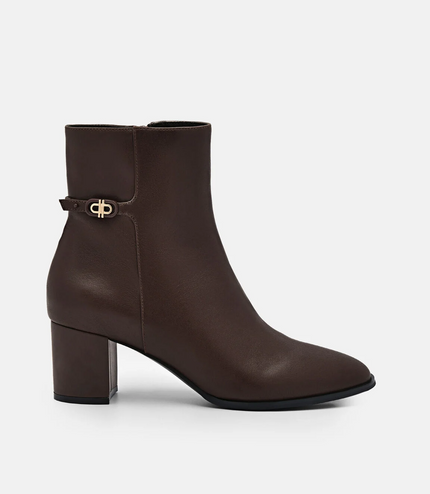 PEDRO Icon Leather Heel Boots - Dark Brown