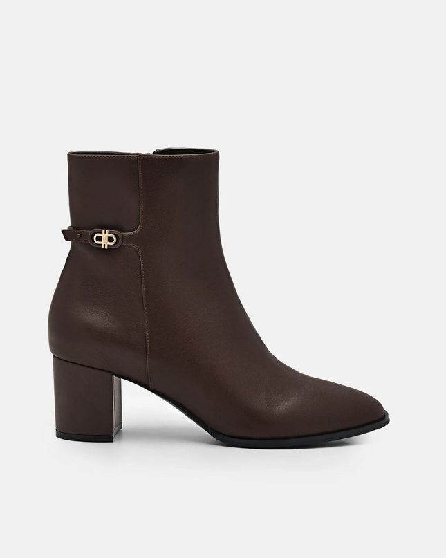 PEDRO Icon Leather Heel Boots - Dark Brown