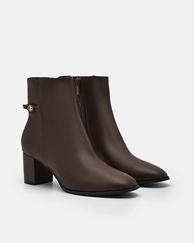 PEDRO Icon Leather Heel Boots - Dark Brown
