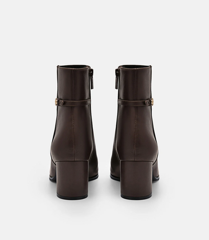 PEDRO Icon Leather Heel Boots - Dark Brown
