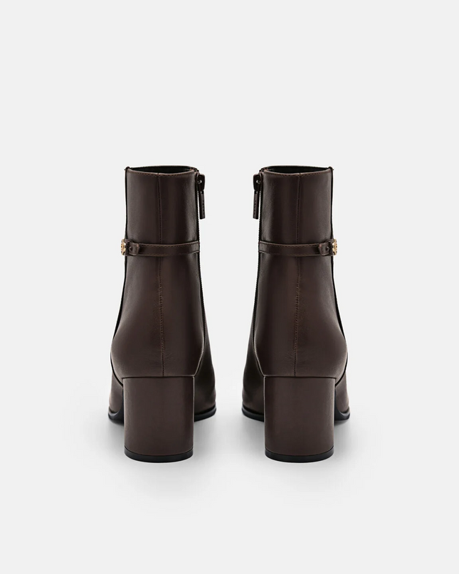 PEDRO Icon Leather Heel Boots - Dark Brown