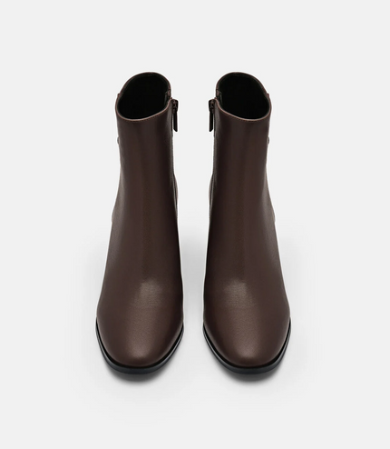PEDRO Icon Leather Heel Boots - Dark Brown