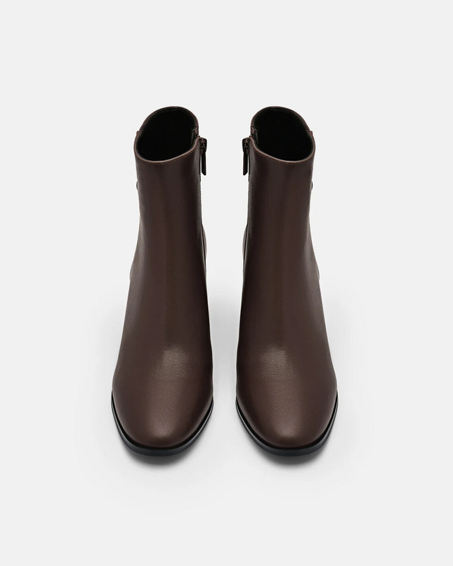 PEDRO Icon Leather Heel Boots - Dark Brown