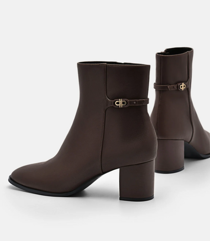 PEDRO Icon Leather Heel Boots - Dark Brown
