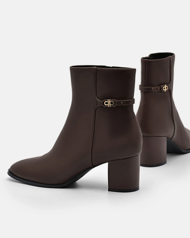 PEDRO Icon Leather Heel Boots - Dark Brown