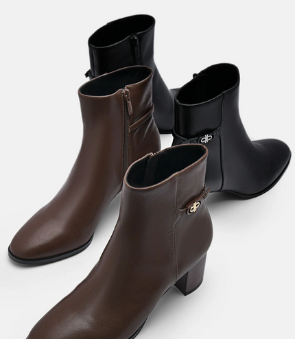 PEDRO Icon Leather Heel Boots - Dark Brown