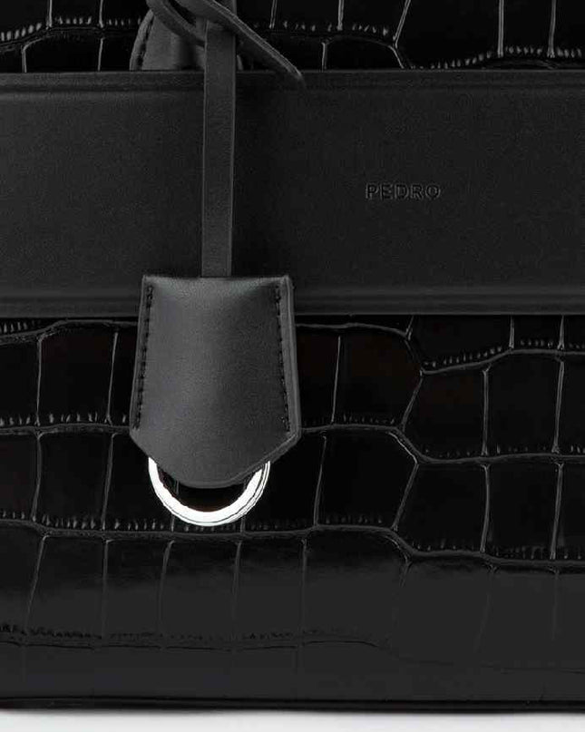 Croc-effect Leather Tote
