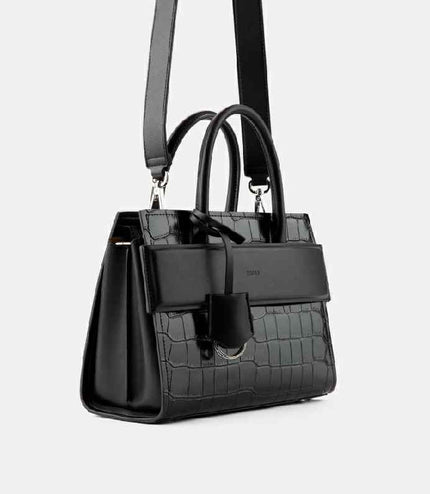 Croc-effect Leather Tote