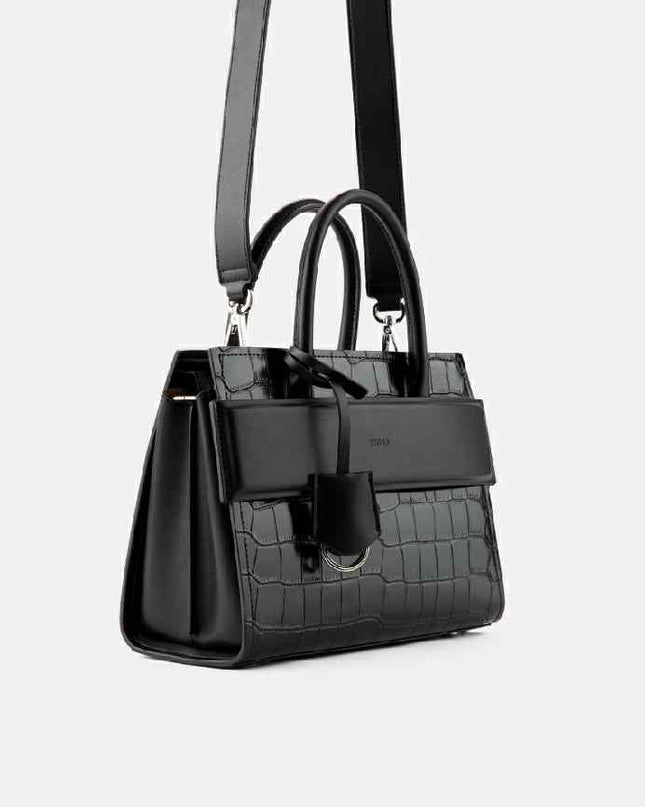 Croc-effect Leather Tote