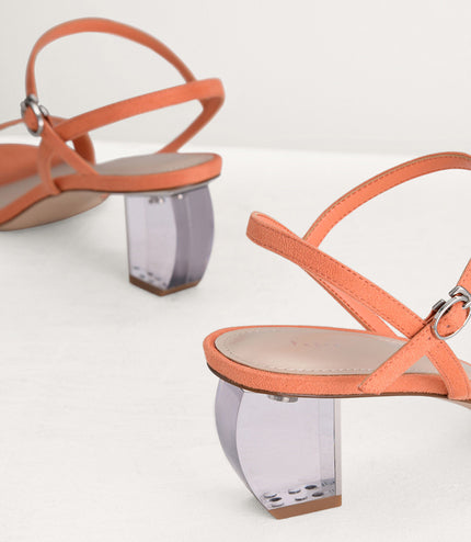 Ankle Strap Sandals with Lucite Heel