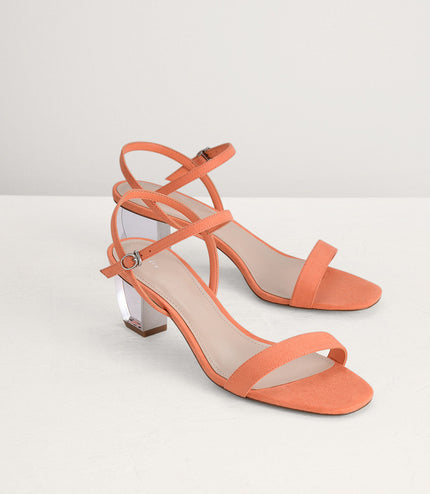 Ankle Strap Sandals with Lucite Heel