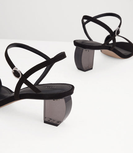 Ankle Strap Sandals with Lucite Heel
