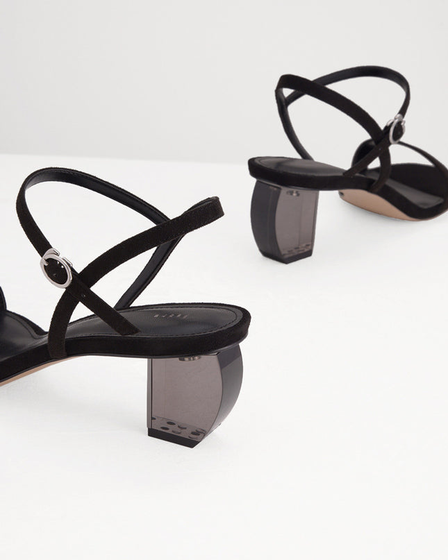Ankle Strap Sandals with Lucite Heel