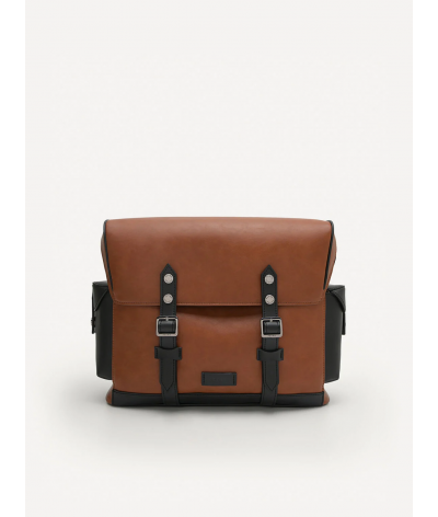 Multi Compartment Messenger Bag with Synthetic Leather Lining