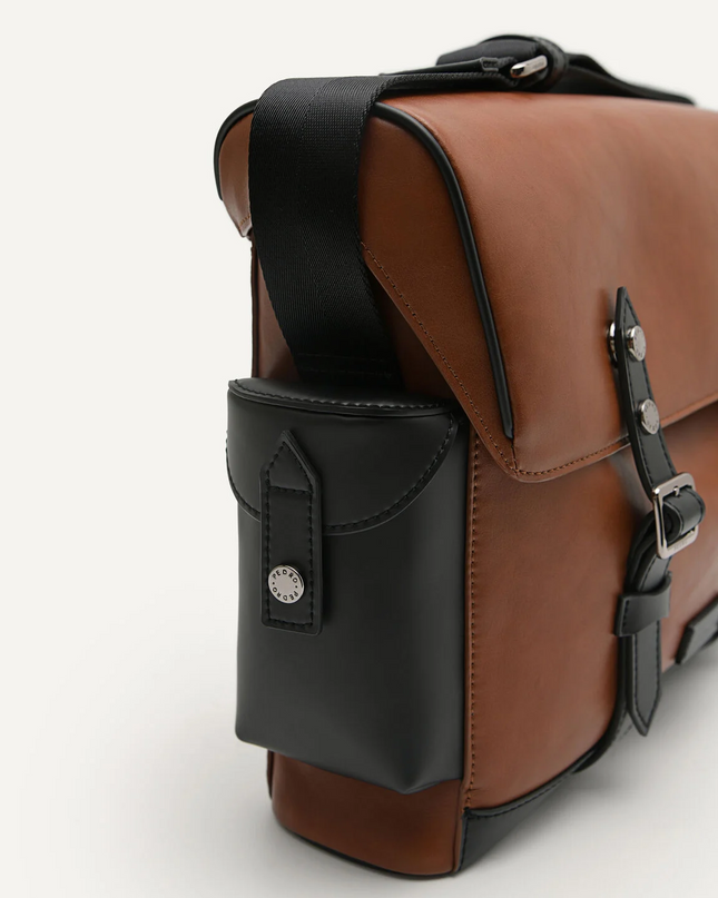 Multi Compartment Messenger Bag with Synthetic Leather Lining