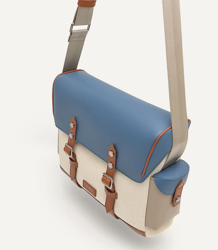 Multi Compartment Messenger Bag with Synthetic Leather Lining
