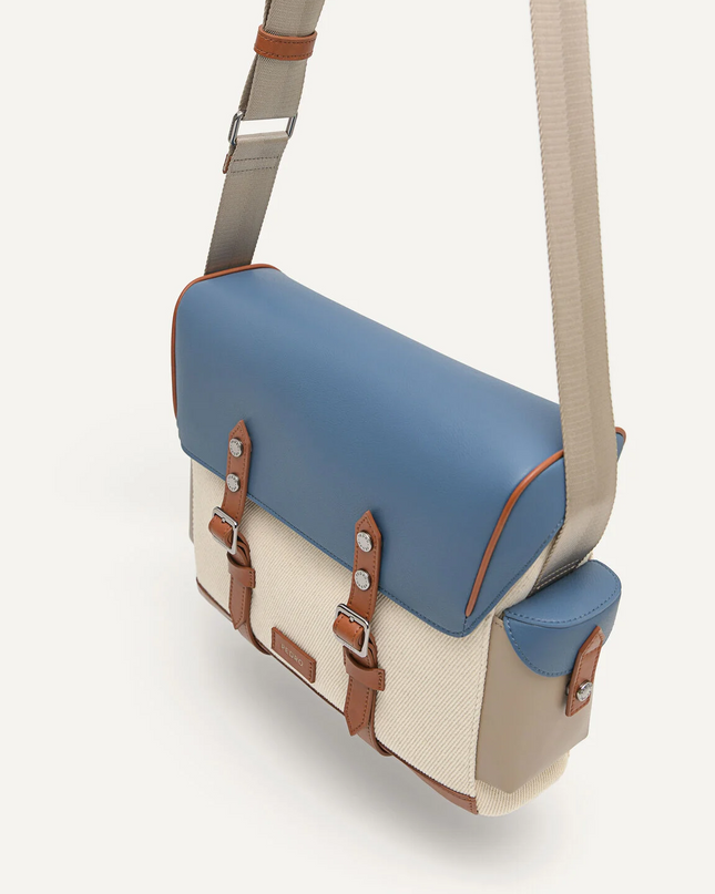 Multi Compartment Messenger Bag with Synthetic Leather Lining