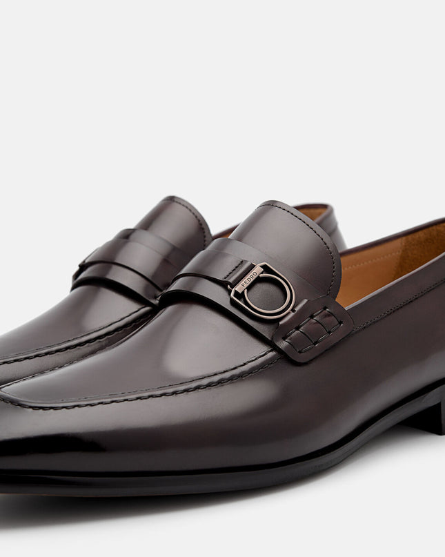 Leather Buckle Loafers - Dark Brown