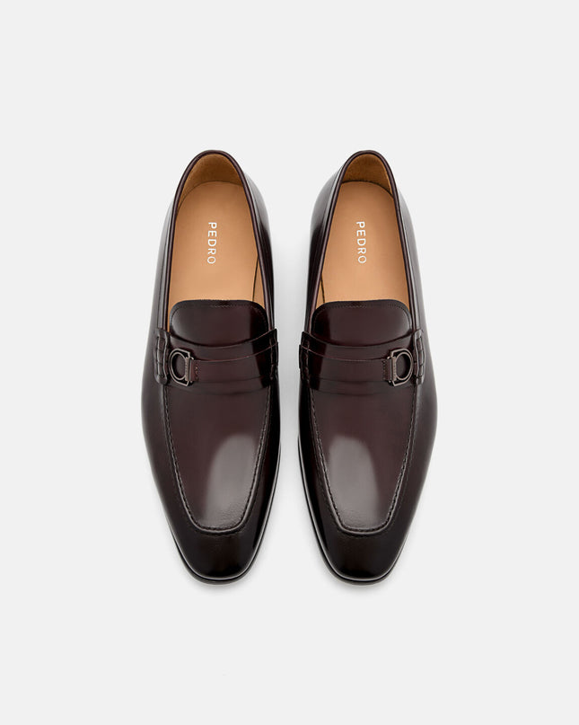 Leather Buckle Loafers - Dark Brown