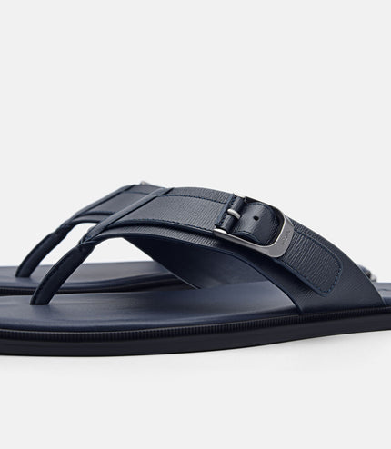 Helix Leather Thong Sandals - Navy