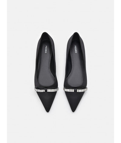 Mindy Satin Ballet Flats - Black