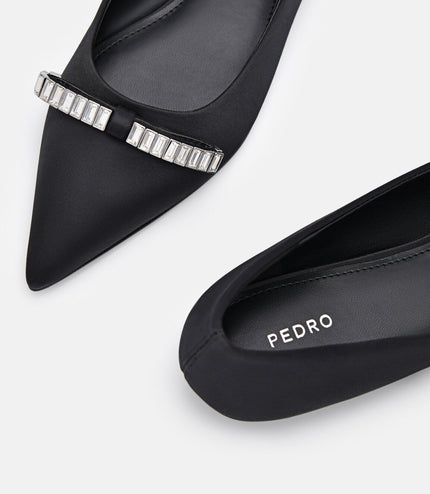 Mindy Satin Ballet Flats - Black