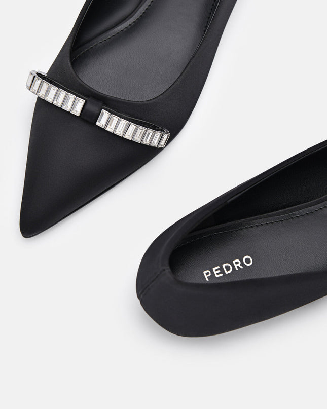 Mindy Satin Ballet Flats - Black
