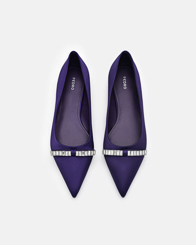 Mindy Satin Ballet Flats - Dark Purple