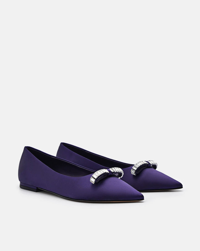Mindy Satin Ballet Flats - Dark Purple