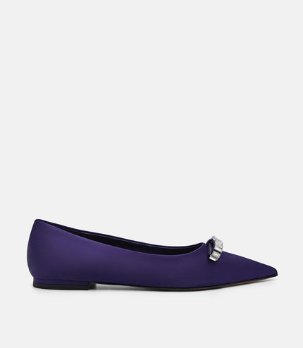 Mindy Satin Ballet Flats - Dark Purple