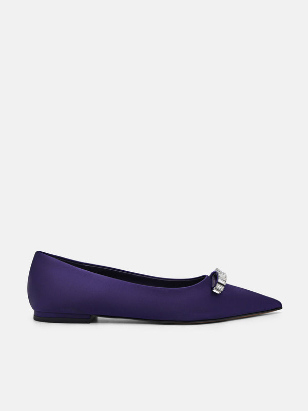 Mindy Satin Ballet Flats - Dark Purple