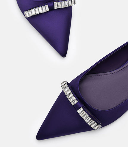 Mindy Satin Ballet Flats - Dark Purple