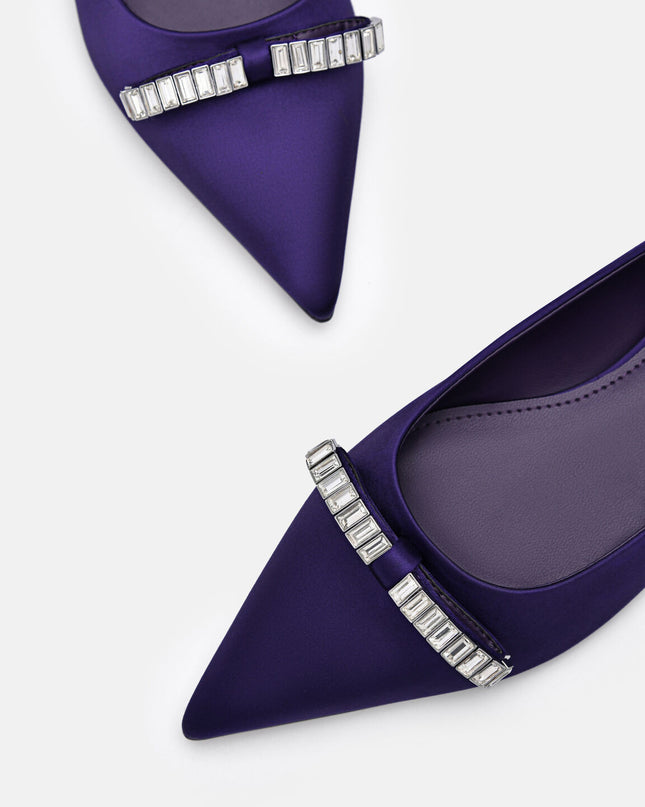 Mindy Satin Ballet Flats - Dark Purple