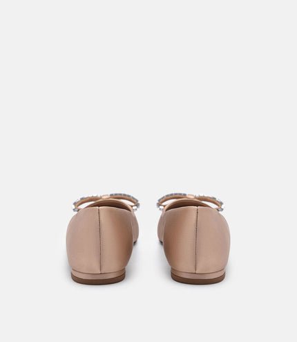 Mindy Satin Ballet Flats - Nude