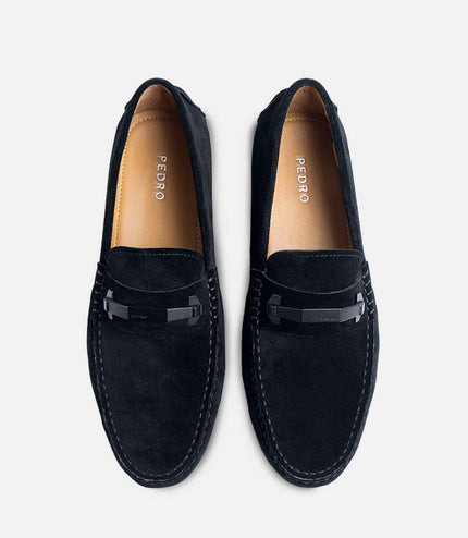 Leather Hardware Moccasins - Black