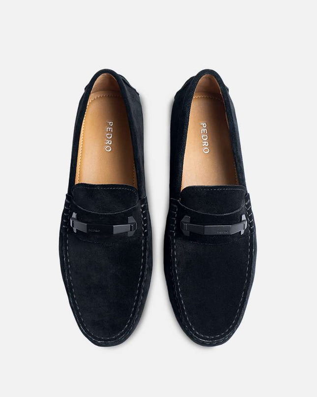 Leather Hardware Moccasins - Black