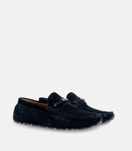 Leather Hardware Moccasins - Black