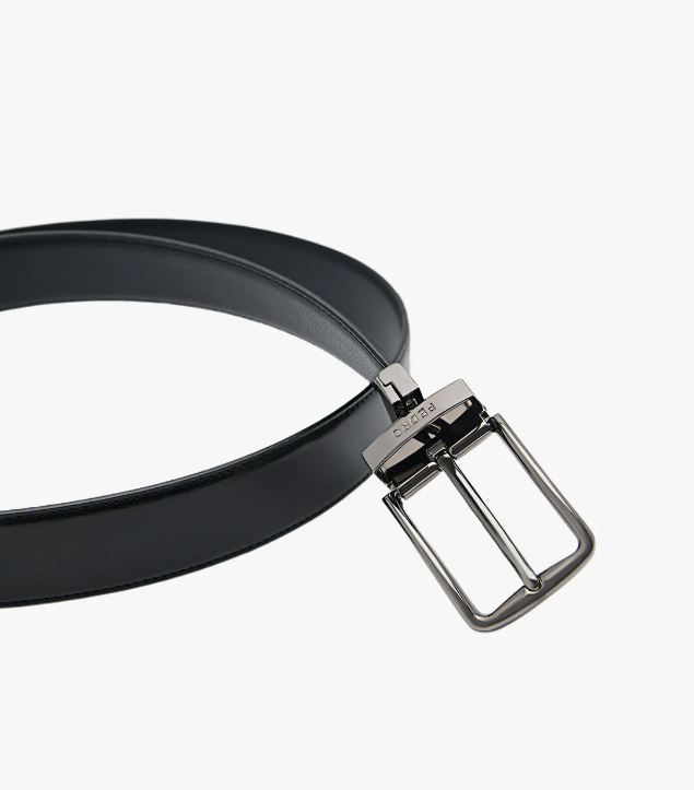 Embossed Leather Reversible Pin Belt