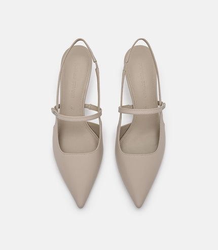 PEDRO Studio Amerie Leather Heel Pumps - Taupe